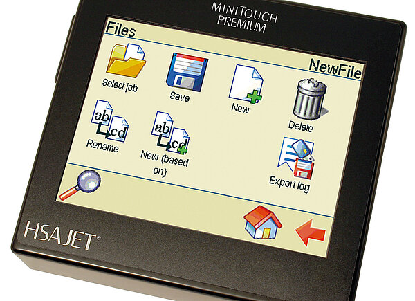 HSAJET MiniTouch Premium – kompaktes Hochleistungs-Beschriftungssystem mit integriertem 5,7 Zoll Touchdisplay und intuitiver Bedienoberfläche
