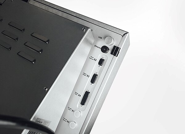 Anschlüsse und Schnittstellen auf der Rückseite des Leibinger JET 3 up PI Drucksystems