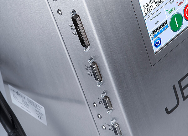 Anschlüsse und Schnittstellen des Leibinger JET One Inkjet-Druckers für einfache Integration in Produktionslinien